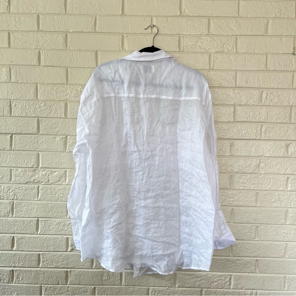 DISSH (EUC) | The Empire Button Down White Oversized Ramie Shirt Top - Picture 8 of 10